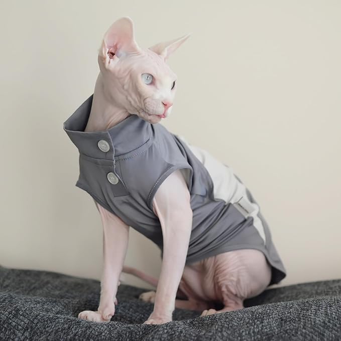 Sun-Protective Cooling Breathable UV-Blocking Shirt for Cats | Ultra-Lightweight & Stretchy Fit for Sphynx, Oriental Shorthair, Devon Rex, Abyssinian & Kittens (Small)