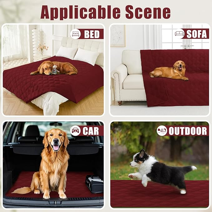 Smiry Waterproof Dog Bed Cover Blanket 30x70, Soft Reversible Pet Blanket, Washable Leakproof Cats Dogs Couch Cover for Sofa, Couch, Furniture, Wine Red/Wine Red