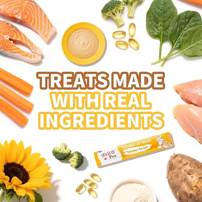 High-Meat Lickable Cat Treats Variety Pack - Real Chicken & Seafood - Smooth Creamy Puree - Grain-Free - 15g Each/12 Tubes x 3 Packs (36 Tubes in Total)