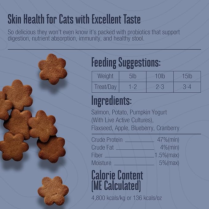 Whole Life Cat Living Treats for Cats – Human Grade Probiotics for Allergy & Itchy Skin Relief, Natural Digestive Support, Healthy Cat Snacks for Felines - Salmon & Yogurt, 1 oz (Pack of 1)