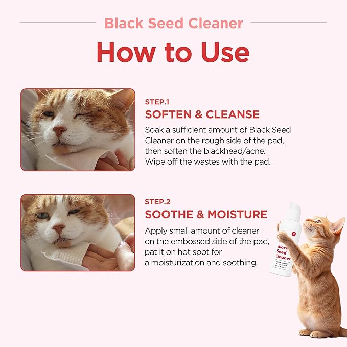 JAYU PET Black Seed Cleaner - Cat Chin Acne Treatment, Non-Toxic Hypoallergenic Cleanser, Cat Acne Chin Treatment, Remove Cat Chin Blackheads, Improves Skin Health 2.7 fl.oz (80ml)