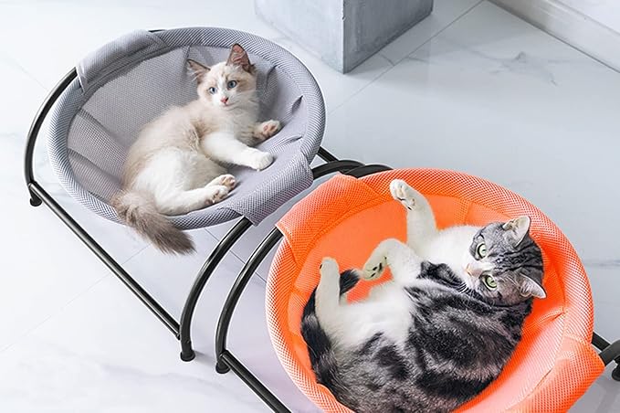 MW Cat Hammock Bed - Free-Standing Pet Sleeping Supplies, Whole Wash, Stable & Breathable (Orange)