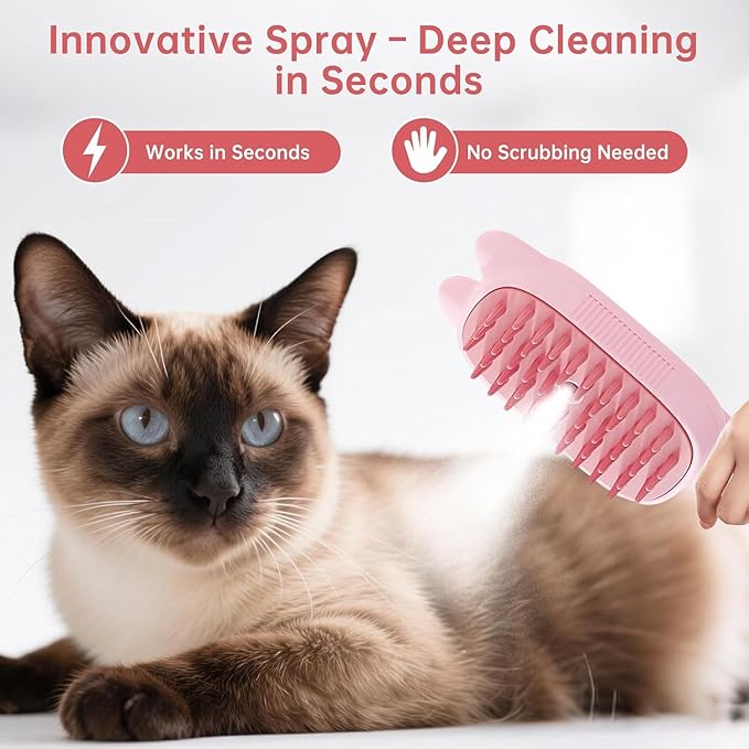 2026 New Steam Brush for Cats, 3 in 1 Steam Comb for Shedding Dog Pet Hair Cleaning Brush for Spray Dog Grooming for Long & Short Haired Pets – Cat Hair Spritz Defur Comb