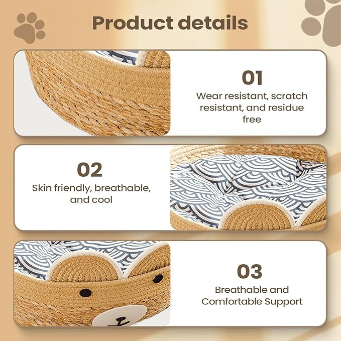 Weaving Cat Nests, Safe and Secure Pet Nest, 35x35x13cm, Cute Pet Bed for Indoor Cats Couch, Cat Bed Basket, Stylish and Functional Pets Furniture, for Lounging, Napping, Or Hiding