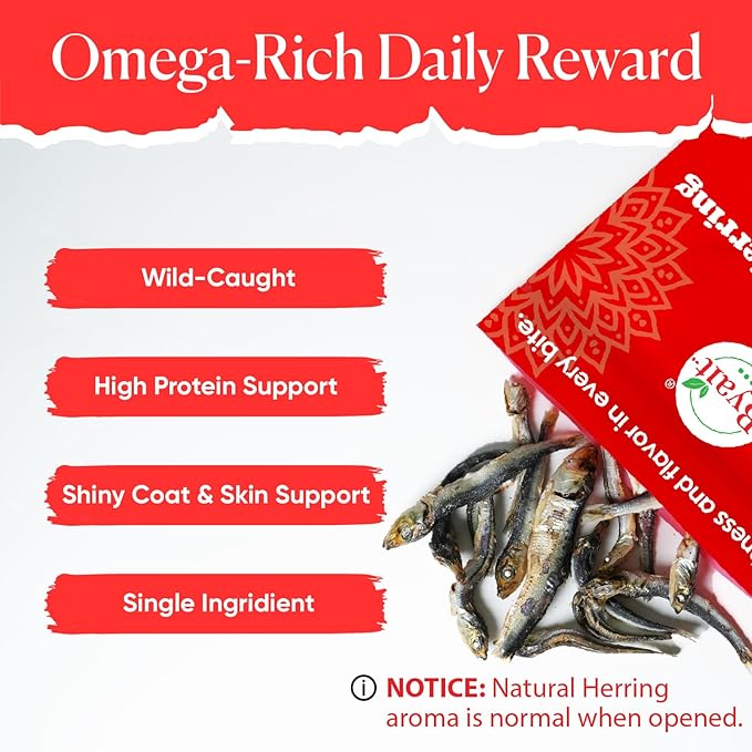 Whole Dried Herring 5 Oz, One Ingredient Dog Treats Fish for Training, Crunchy Air Dried Fish for Dogs and Cats