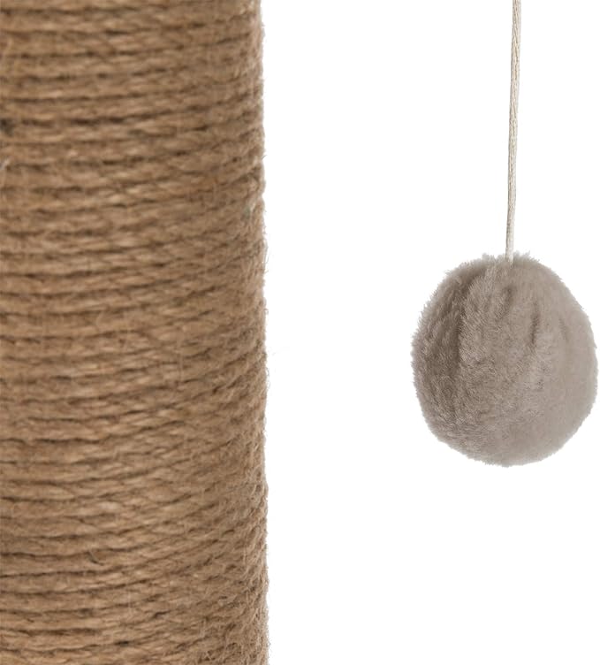 Trixie Valencia Scratching Post – Cat Tower with Sisal Posts, Condo & Dangling Toy – Compact Cat Furniture for Indoor Cats – Gray, 17.3" x 13" x 28"