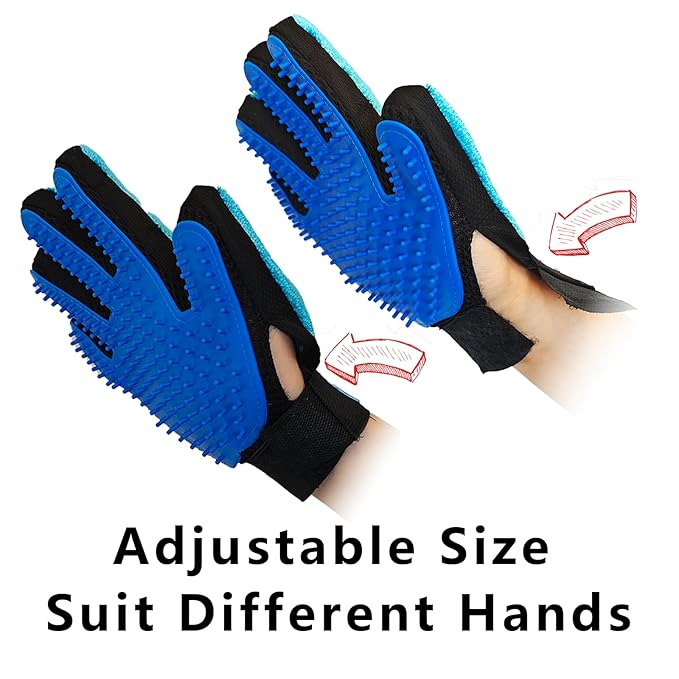Multi-Function Double-Sided Grooming Glove – Electrostatic Pet Hair Removal Mitt for Dogs & Cats, Gentle Brush & Fur Cleaner for Furniture & Clothing 1pcs (Blue, Left Hand)
