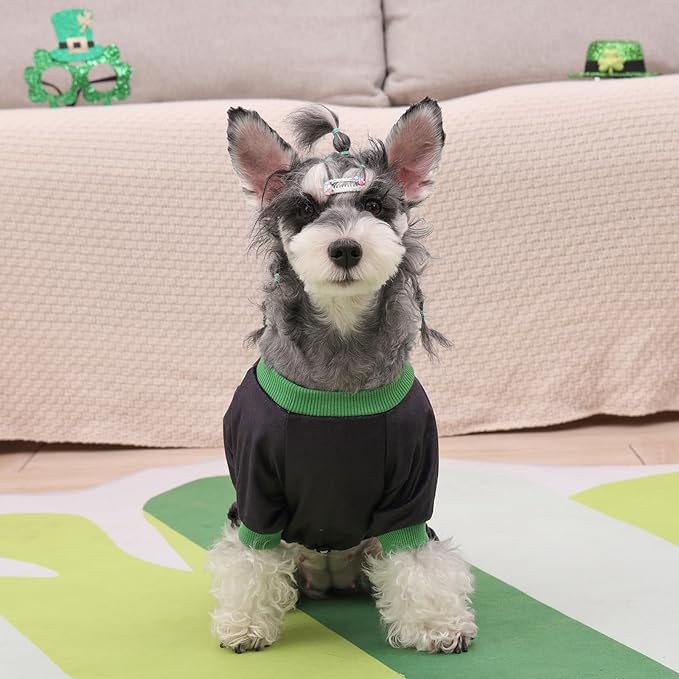 CuteBone Dog Pajamas St.Patrick's Day Puppy Onesies Small Dogs Soft Pjs Coat Cat Apparel Comfy Pet Clothes Outfit Doggie Bodysuit P327XL