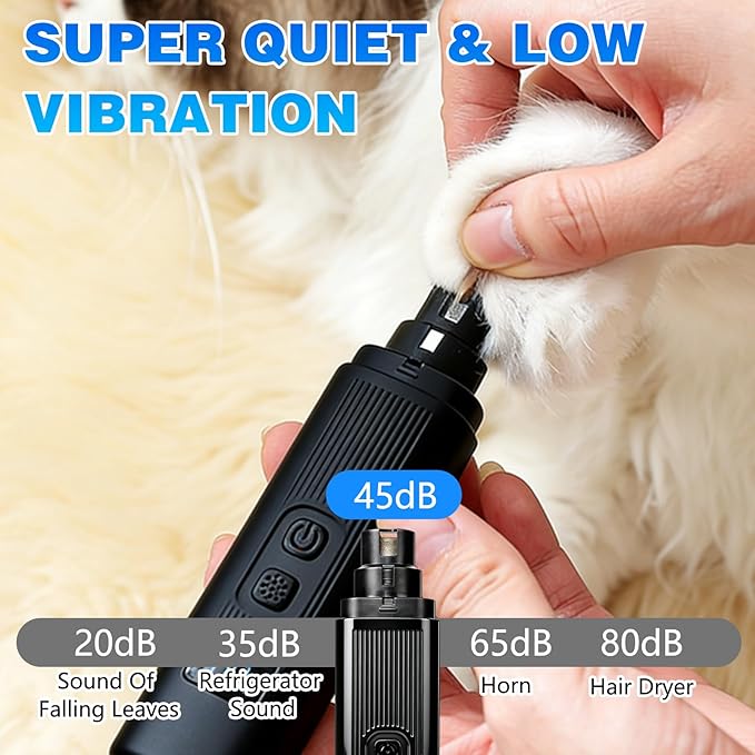 Safe Cut Cat Nail Trimmer,Two Adjustable with 360° Grinding Settings,Cat Nail,Dog Nail Trimmers,Low-Vibration Ultra-Quiet,Powerful Enough for All Dogs/Cats(Black)