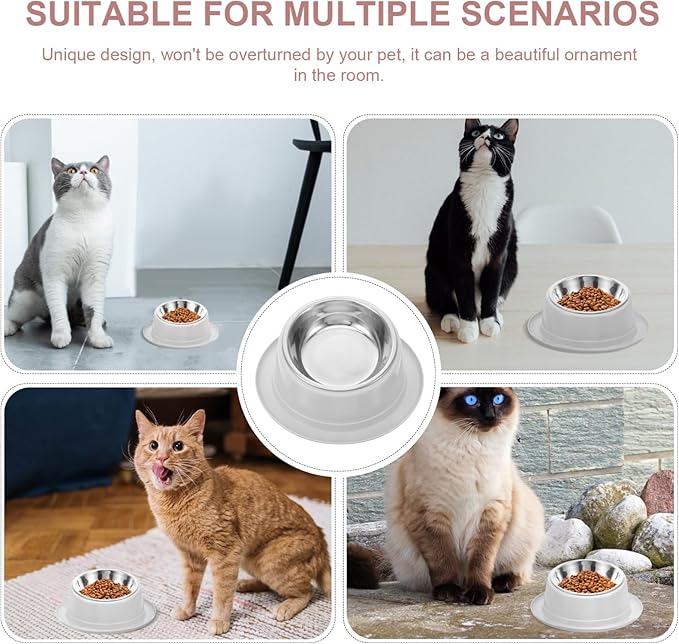 BESPORTBLE 2pcs Non-Slip Stainless Steel Pet Food Bowl for Dogs and Cats Grey Easy to Durable Design for Home Decor Stable Feeding