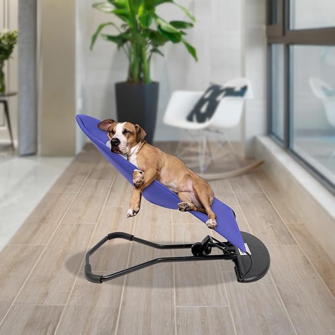 Pet Rocking Chair Solid Color Breathable Dog Bed Chair Portable Foldable Dog Cat Chair for Small Pets Weighing Less Than 33.07 lbs, 3 Levels Adjustable Height, Washable&Removable (Purple)