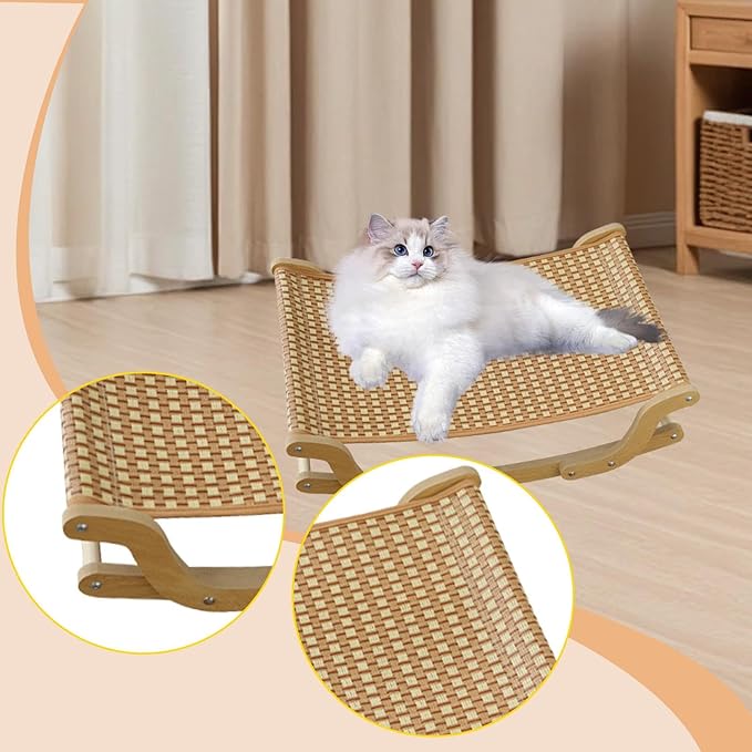 Baoblaze Cat Scratcher Bed Scratching Board Sturdy Playing Resting Protect Furniture Chair Lounge for Indoor Cats Wood Scratch Lounger, Cooling Mat