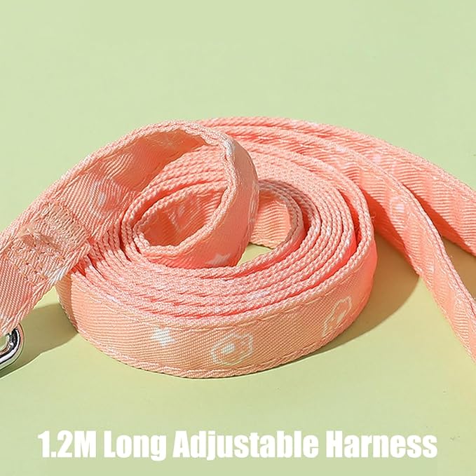 Cat Harness and Leash Set for Outdoor Travel Walking Escape Proof Soft Safe Adjustable Kitten Puppy Small Strap Cute Angel Style, Pink Wing, M