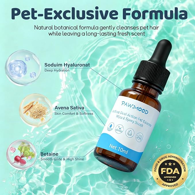 2Pcs Waterless No-Rinse Pet Shampoo Essence for Dogs & Cats with Green Grooming Gloves | Pomegranate Scent for Skin & Coat Care | Includes 5-Finger Bathing & Massage Gloves for Dogs/Cats