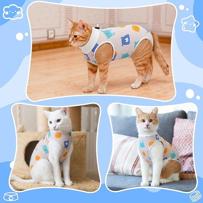 Coppthinktu Cat Recovery Suit Female, Breathable Cat Onesie After Surgery Female for Abdominal Wounds or Skin Diseases, Surgery Recovery Suit Kitten Surgical Onesie After Spay Wear Anti Licking