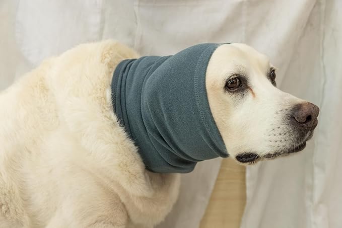 Soothing Dog Ear Cover Noise Anxiety Dog Ear Muffs Noise Protection Snood for Bath Blue M