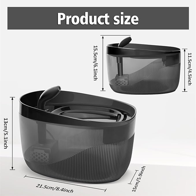 74oz/2.2L Cat Water Fountain, Automatic Indoor Pet Fountain Cat Water Dispenser with Ultra Quiet Pump, 2 Flow Modes, Triple Filter, LED, BPA-Free (Black)