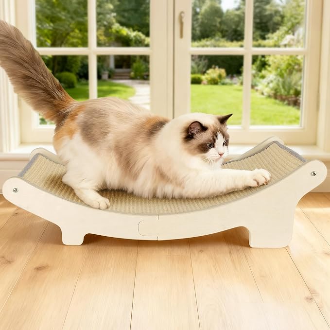 Sisal Cat Scratcher Bed for Cat, 23.6 Inches Thickened Wood Frame & Support Rods, Cat Hammock Chair, Easy to Install