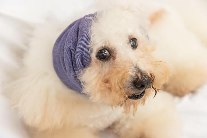 Dogs Ear Wrap, Dog Ear Cover Anxiety Relief – Noise Canceling for Fireworks, Pet Grooming & Force Drying Purple M