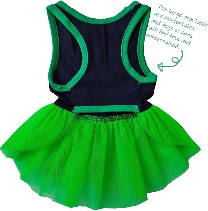 Small Dog St. Patricks Day Outfit Green Dress, Bandana & Bow Clip 3 Piece Irish Pet Cat Costume Accessories L