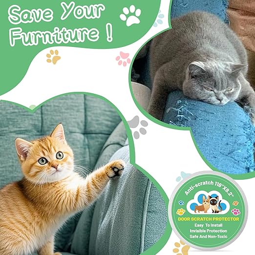 Cat and Dog Scratch Furniture Protector, 200" x 8.2" Transparent Self-Adhesive Cat Scratch Protector, Couch Corner Door Wall Bed Anti-Scratch Guard