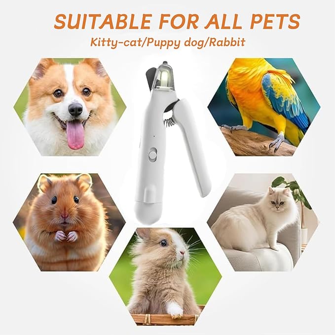 Dog Nail Trimmers & Dog Nail Grinder, USB Rechargeable, LED Light, Ultra-Quiet, Safety Guard, for Large Medium Small Dogs & Cats, Nail Clippers for Grooming & Claw Trimming