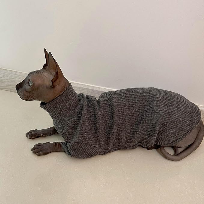 Sweater for Sphynx Cat, X-Large, Deep Grey (Cotton, Turtleneck, Pull On, 1 Pack)