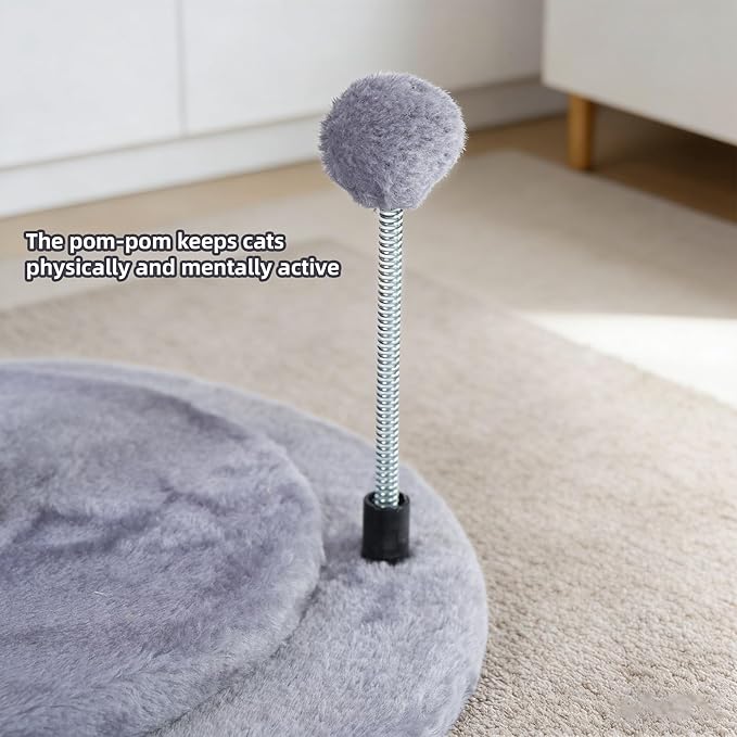 YUNIQUE Cat Scratching Post with Sisal Rope, Small Cat Tree with Dangling Balls & Feather for Kittens (Grey, 20.9‘’)