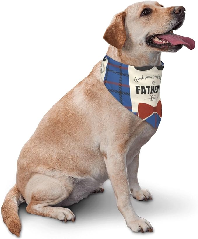 Happy Father's Day Dog Bandana Adjustable Reversible Triangle Dog Scarf Scarves Pet Bibs Costume Accessory Decor for Cats
