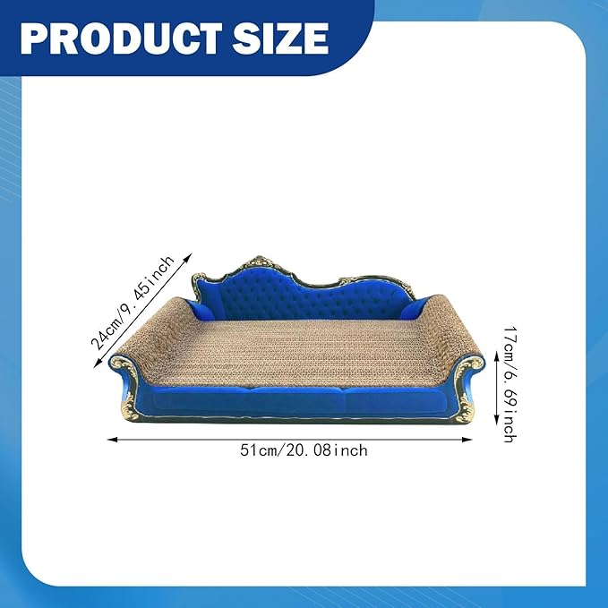 Cat Scratcher Sofa Bed Cat Scratching Board Home Furniture Protector Pet Bed Scratching Mat for Cats, Royal Blue
