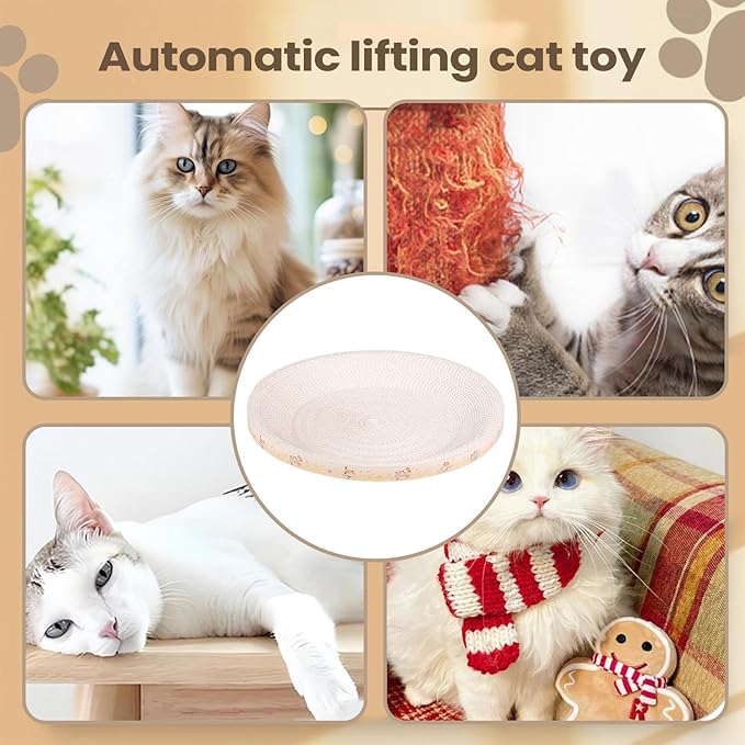 Cardboard Cat Scratcher - Protects Furniture & Soothes Your Cat | Oval/Round Scratching Pad with Non-Slip Bottom | for Indoor, Apartments, Living Rooms, Durable Cardboard, Cats Bed & Toy