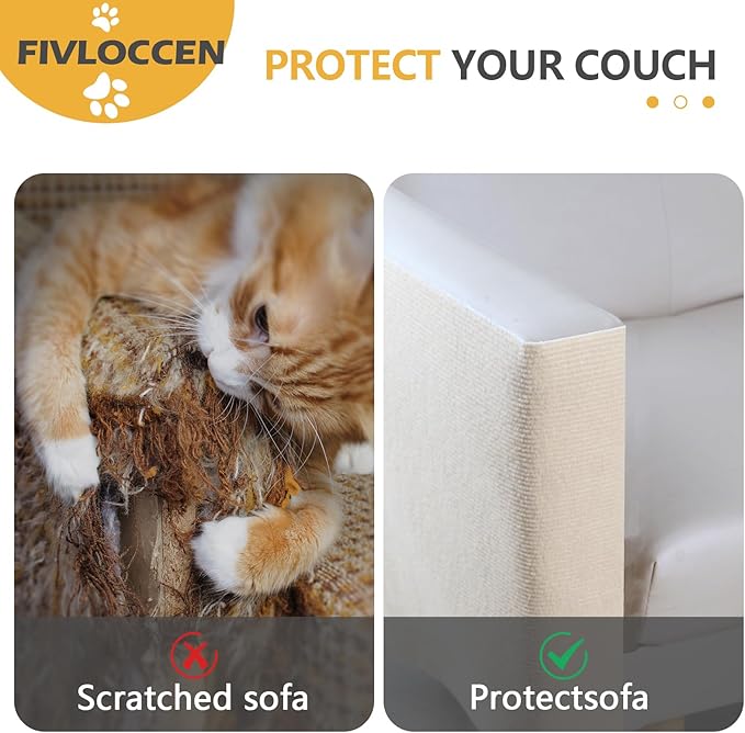 78.7"x15.8"Self-Adhesive Climbing Cat Scratch Protector Pads - Trimmable Furniture Guard for Sofa, Walls & Floors, DIY Cat Tree/Tower/Bed, Replaceable Scratch-Resistant Mats (Beige)