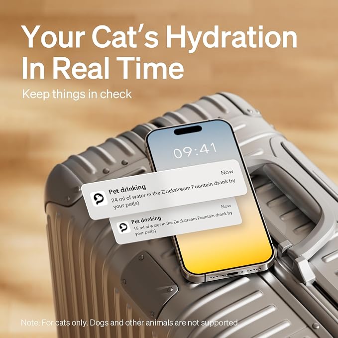 Bundle of PETLIBRO App Cat Water Fountain, 2.5L/84oz Dockstream Pet Fountain for Cats Inside with 2.4GHz Wi-Fi + PETLIBRO 8 Pack Replacement Filters for Dockstream Cat Water Fountain