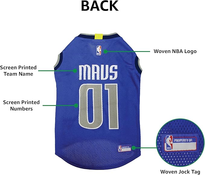 Pets First NBA DALLAS MAVERICKS DOG Jersey, Medium - Tank Top Basketball Pet Jersey