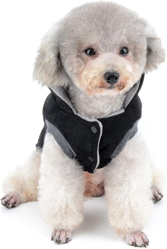 Fleece Dog Hoodie Winter Coat for Small Boy Dog Cat Puppy Cotton Hooded Jacket Chihuahua Clothes Girl Boy Yorkie Pet Walking Outdoor Black XXL