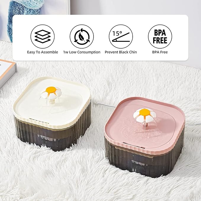 Cat Water Fountain, 2.5L Ultra Quiet Pet Water Dispenser with Smart Pump and Filters, Automatic Fountain for Dog & Cat