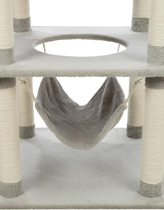 TRIXIE Abby 63.5" Cat Tower, 4-Level Sisal & Plush Cat Tree, Cat Scratcher, Condo, Hammock, Platforms Dangling Cat Toy