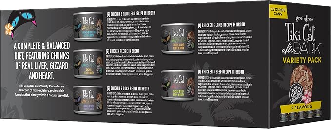 Tiki Cat After Dark Wet Cat Food, Variety Pack, 5.5 oz. Cans (8 Count)