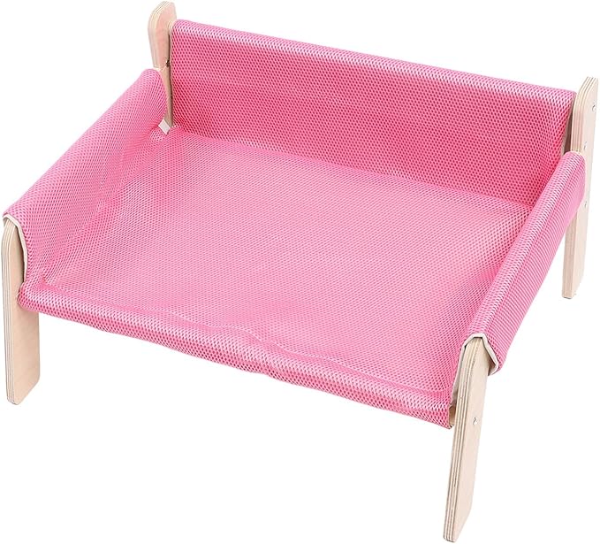Cat Hammock, High Strength Pine Wood Minimalist Design Elevated Multifunctional Cat Furniture, Elevated Bed with for Cats Kittens and Puppies (Pink)