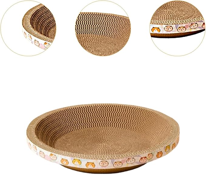 Round Cat Scratcher Bed, Cat Nest, for Indoor Cats, Corrugated Scratching Board, Cat Lounge Bed for Furniture Protector, Large