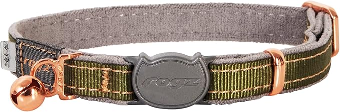 Rogz Urban Cat Safety Collar Small/Medium - Olive Twist