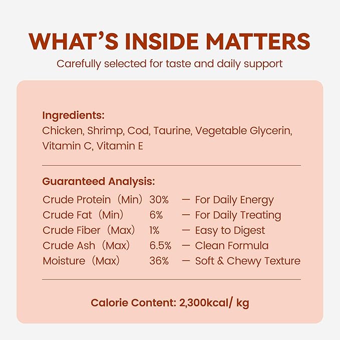 Soft Cat Treats, Chicken & Shrimp Ultra-Thin Slices, Easy-Chew Snacks for Picky Cats, Kittens & Seniors, Low-Fat Treats with Taurine, 3.2 oz