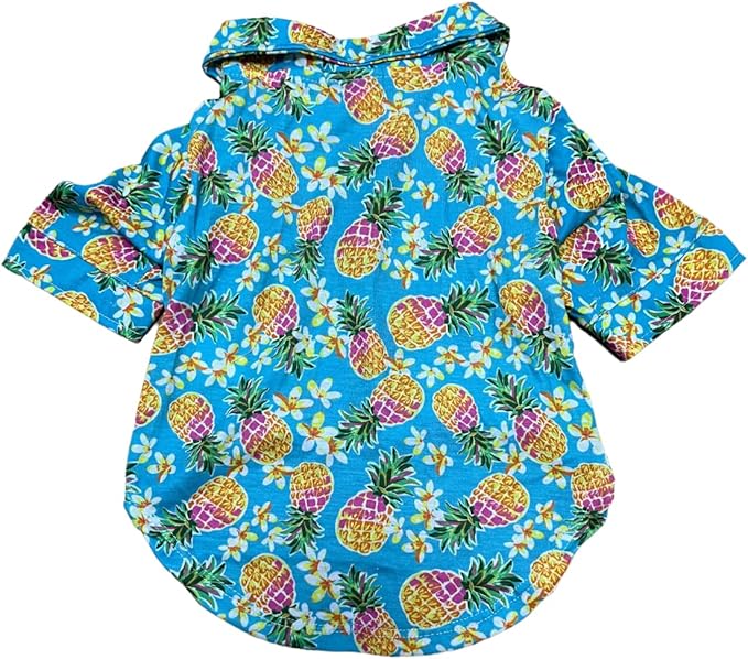 Tangpan Hawaiian Beach Coconut Tree Print Dog Shirt Summer Camp Shirt Clothes(Pineapple,L)