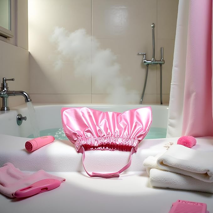 Pink Cat Shower Caps, Cat Shower Cap Shower and Bath Supplies Pet Bath Accessories Prevent Water in Pet Ears Headgear Waterproof, Bathing for Dog Bonnet Apparel and Accessories