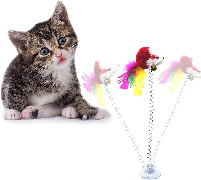 HerMia Colorful Cat Toys Bulk for Indoor Cats, 84 Pcs Interactive Kitten Toys Set, Cat Toy Cat Toy Bundle for Multiple Cats with Plush Balls Launcher & Teaser Wand, Includes Crinkle Balls, Springs