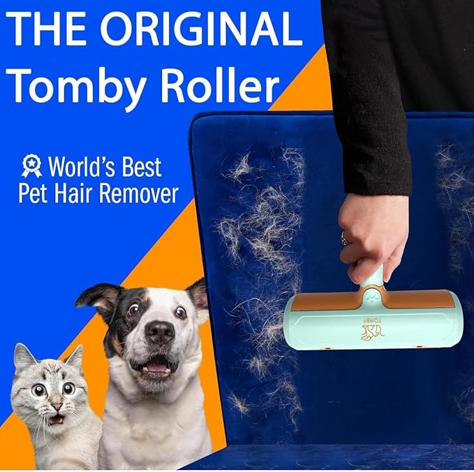 Tomby Reusable Pet Hair Remover Roller for Dog & Cat Hair, Lint Roller for Furniture, Couch, Carpet, Car, Rugs & Bedding, No Sticky Sheets, Easy Cleaning, Portable