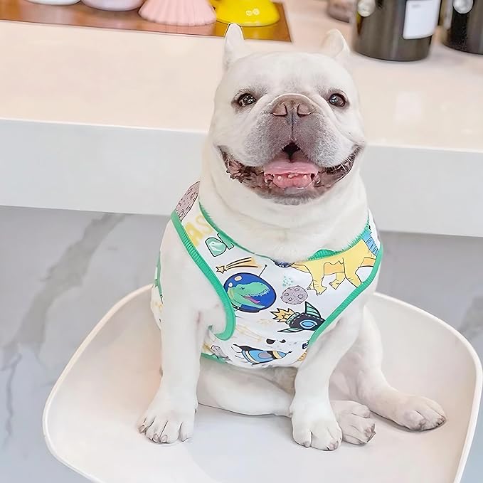 Dog Shirt Tshirt French Bulldog Clothes,Pet Shirts Tshirts Sweatshirt for Dogs Frenchie Corgi Pug Pitbull English Bulldog Clothes Tank Top Cooling Vest for Small Dogs,Dinosaur,S