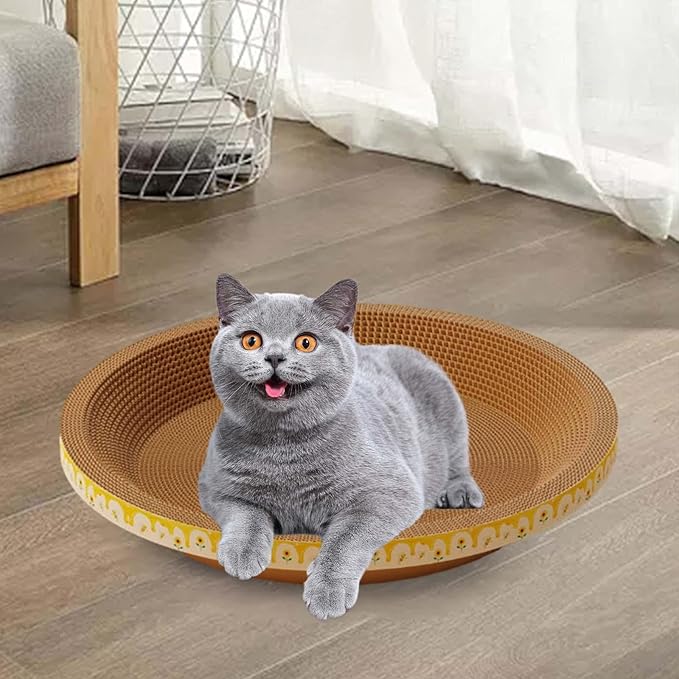 Cat Scratch Pad Cat Scratcher Bowl Nest Corrugated Sleeping Mat Furniture Protection Grinding Claw Cardboard Bed Suitable for Indoor Cats Rest Play Re, 40cmx10cm