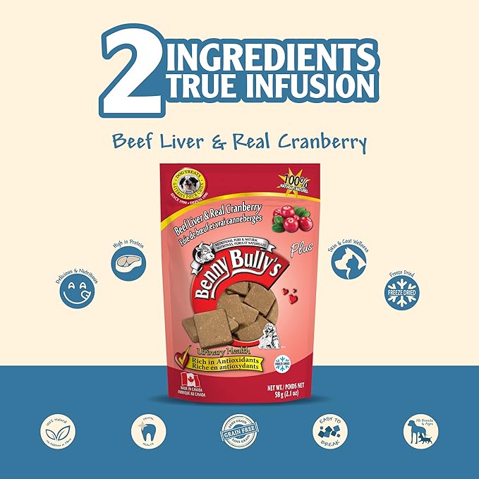 Benny Bullys Beef Liver Plus Cranberry - Cat Treats - 25g / 0.9oz (4 Pack)