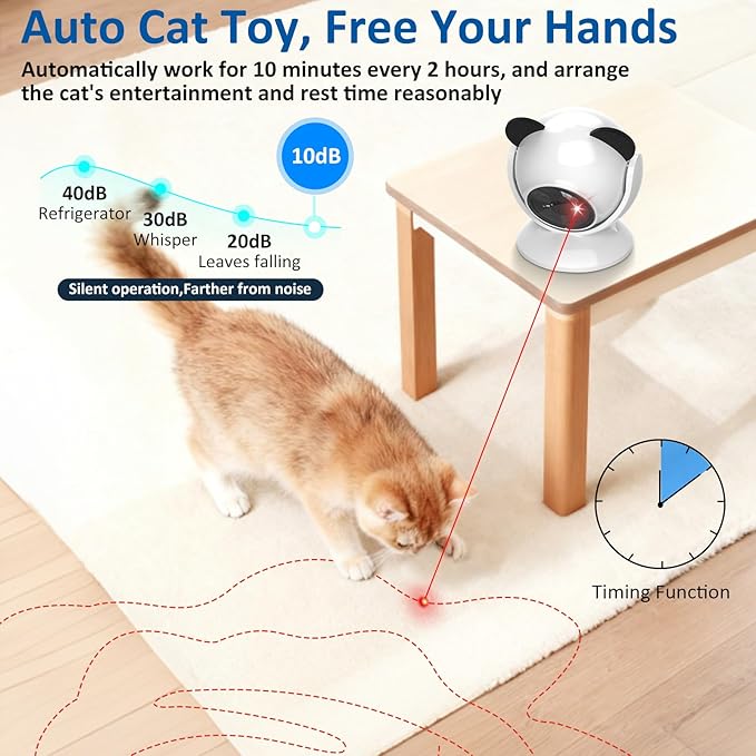 Sofolor Laser Cat Toys for Indoor Cats, Automatic Cat Laser Toy with Random Trajectory, Suction Cup Design, Run Quiet, USB Rechargeable